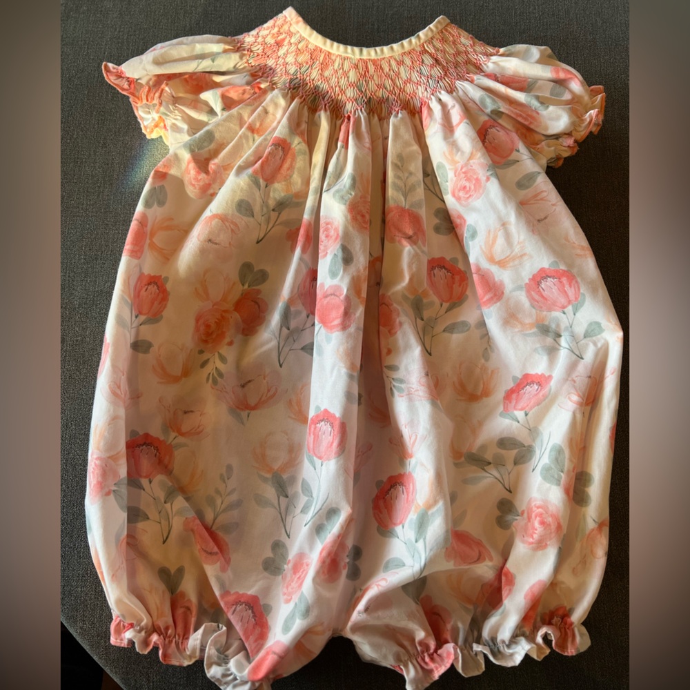 Charming Little One Floral Baby Romper - Coral & Sage